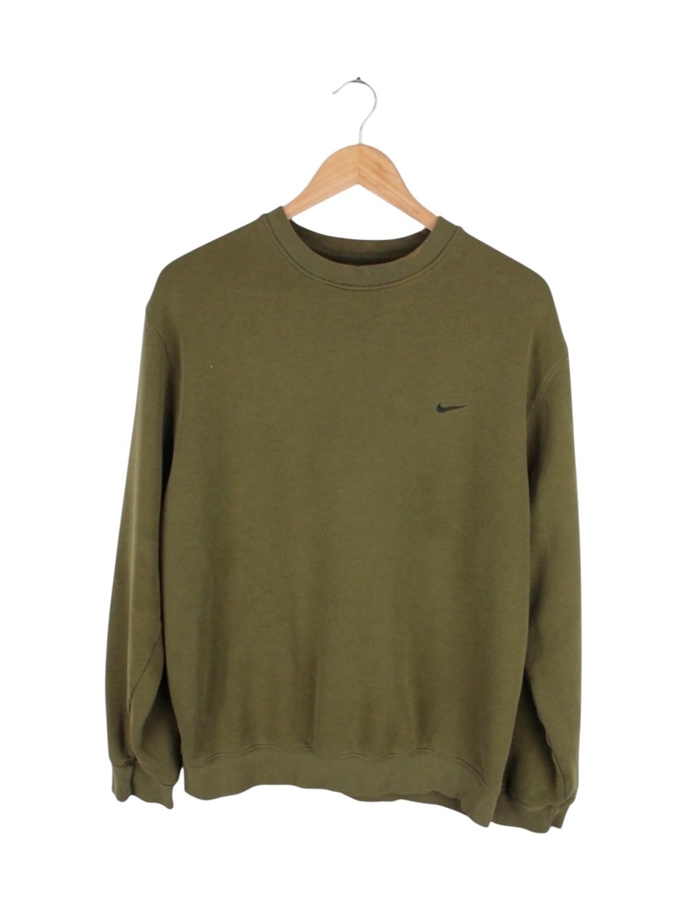 Vintage Nike Mini Swoosh Crewneck Sweatshirt Olive Green Pullover Mens Medium